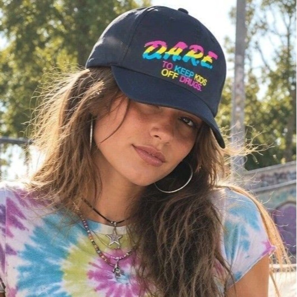 D.A.R.E. To Keep Kids Off Drugs 90s Style Baseball Cap Black Skater Indie Retro